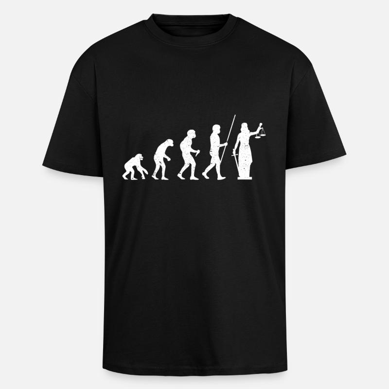 Juriste Jurist Law Justitia Évolution - T-shirt unisexe oversize épais - noir