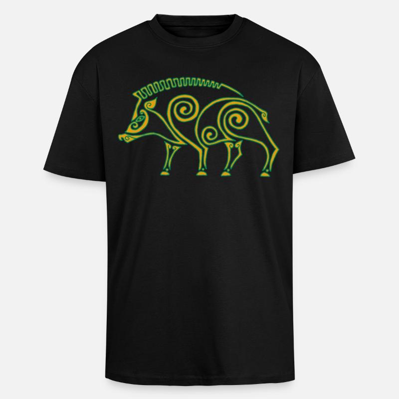 Keltischer Eber - Oversized Heavyweight Unisex T-Shirt - Schwarz