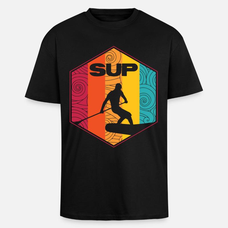 Conception de surf SUP - T-shirt unisexe oversize épais - noir