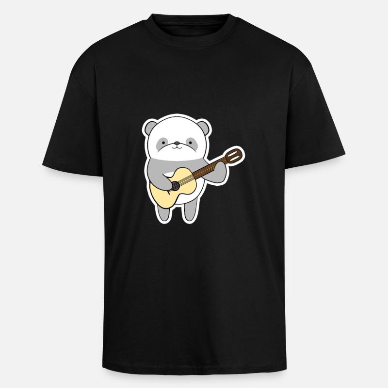 Panda mit Gitarre - Oversized Heavyweight Unisex T-Shirt - Schwarz