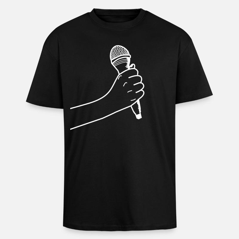 Main avec microphone - T-shirt unisexe oversize épais - noir