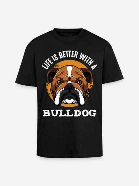 Bulldog Joie de vivre shirt motif - Unisex Oversized Heavyweight T-shirt - black