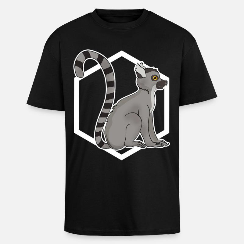Lemur Äffchen - Oversized Heavyweight Unisex T-Shirt - Schwarz