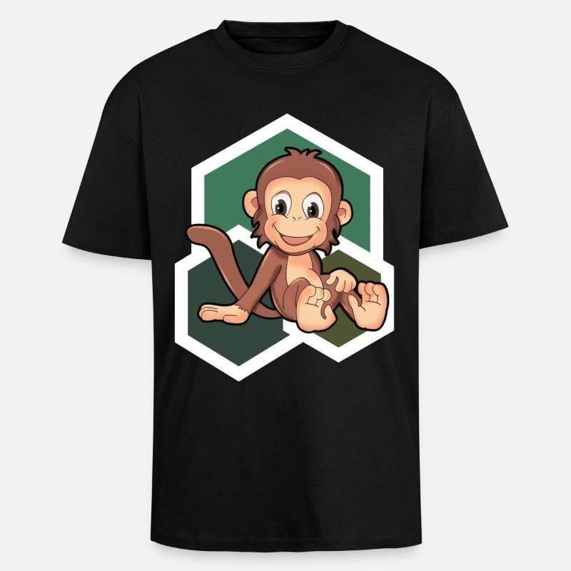 Süßes Äffchen - Oversized Heavyweight Unisex T-Shirt - Schwarz