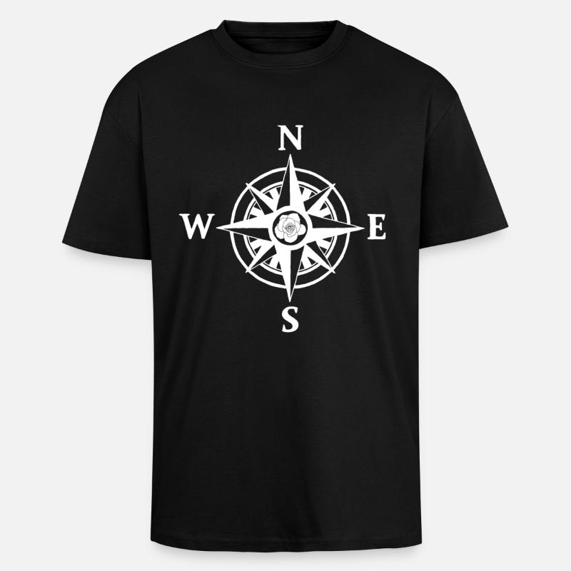 Kompassrose (weiß) - Oversized Heavyweight Unisex T-Shirt - Schwarz