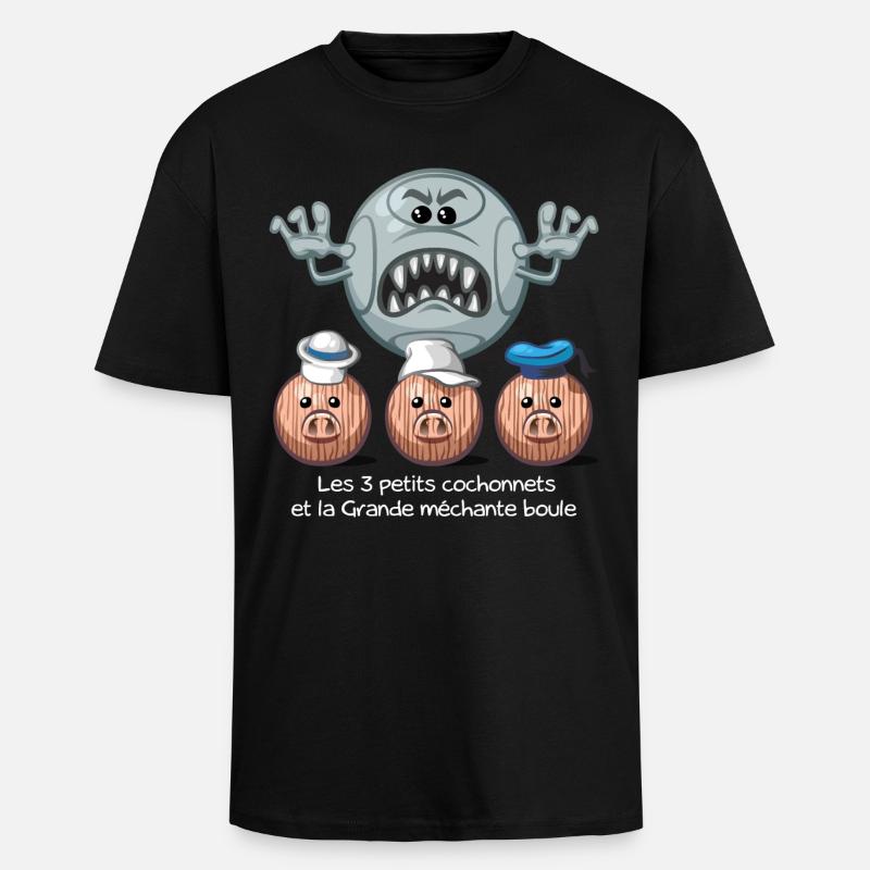 les 3 petits cochonets - T-shirt unisexe oversize épais - noir