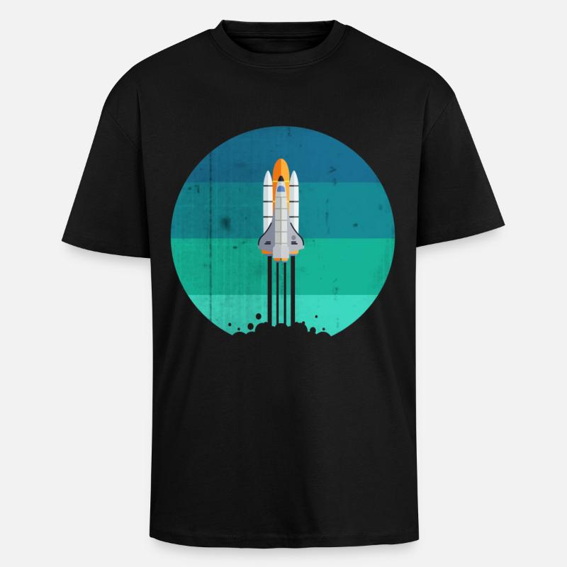 Lancement d'une fusée spatiale - T-shirt unisexe oversize épais - noir