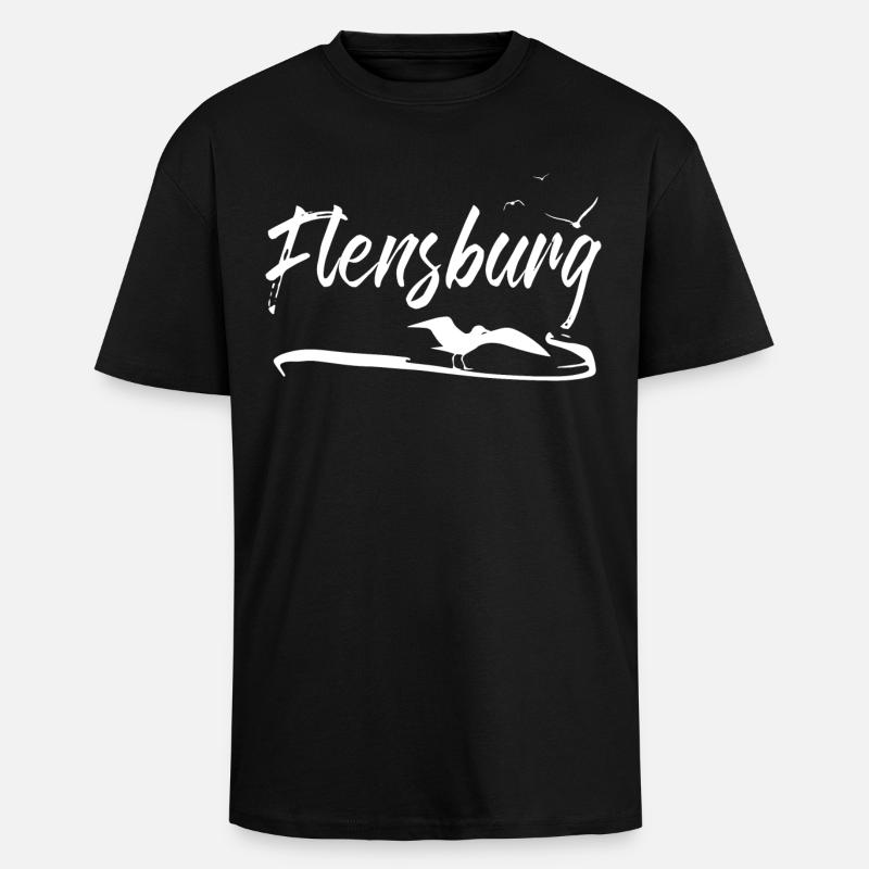 Flensburg Möwe - Oversized Heavyweight Unisex T-Shirt - Schwarz