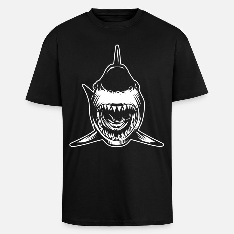 Requin gueule ouverte - T-shirt unisexe oversize épais - noir