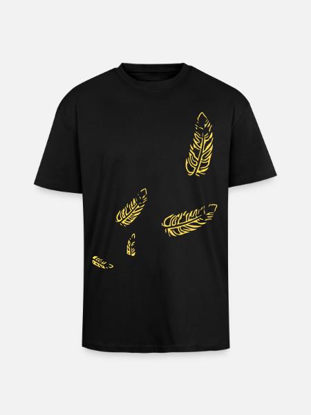 Feathers - Symbol / gold - Unisex Oversized Heavyweight T-shirt - black