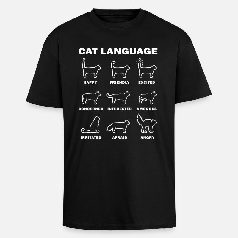 Sprache der Katzen - Oversized Heavyweight Unisex T-Shirt - Schwarz
