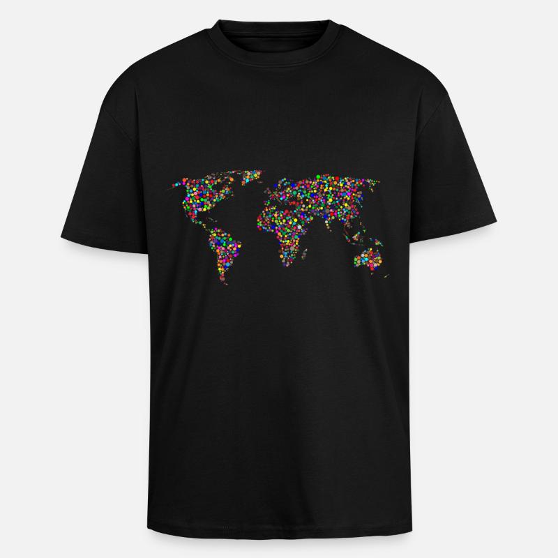 EARTH DOT: Points planisphere - Unisex Oversized Heavyweight T-shirt - black