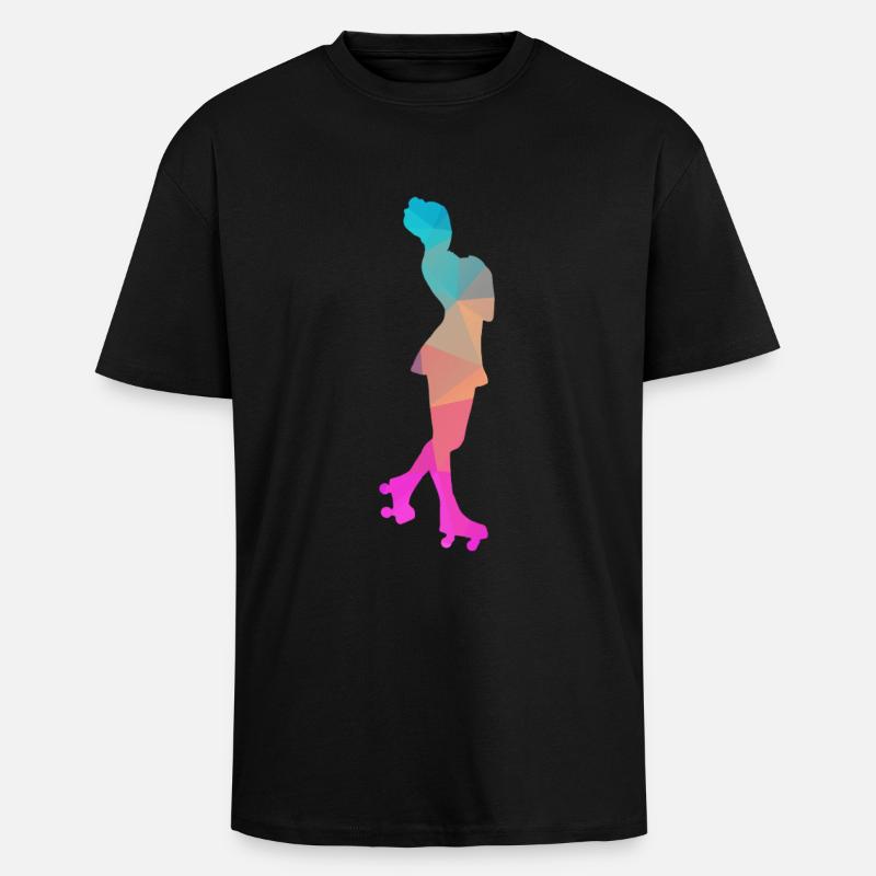 Abstrakter Eis- und Rollschuh-Design - Oversized Heavyweight Unisex T-Shirt - Schwarz