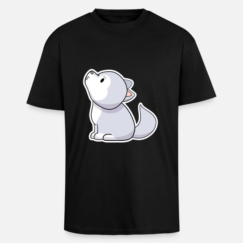 Wolf - Oversized Heavyweight Unisex T-Shirt - Schwarz