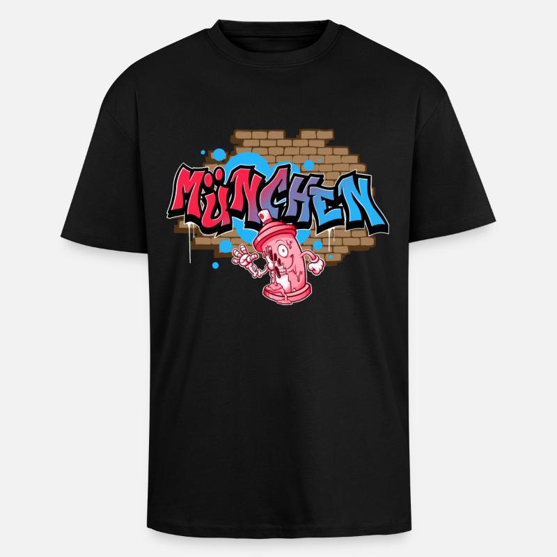 München Graffiti - Oversized Heavyweight Unisex T-Shirt - Schwarz