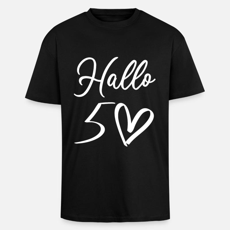 Warm welcome with handwritten design - Unisex Oversized Heavyweight T-shirt - black