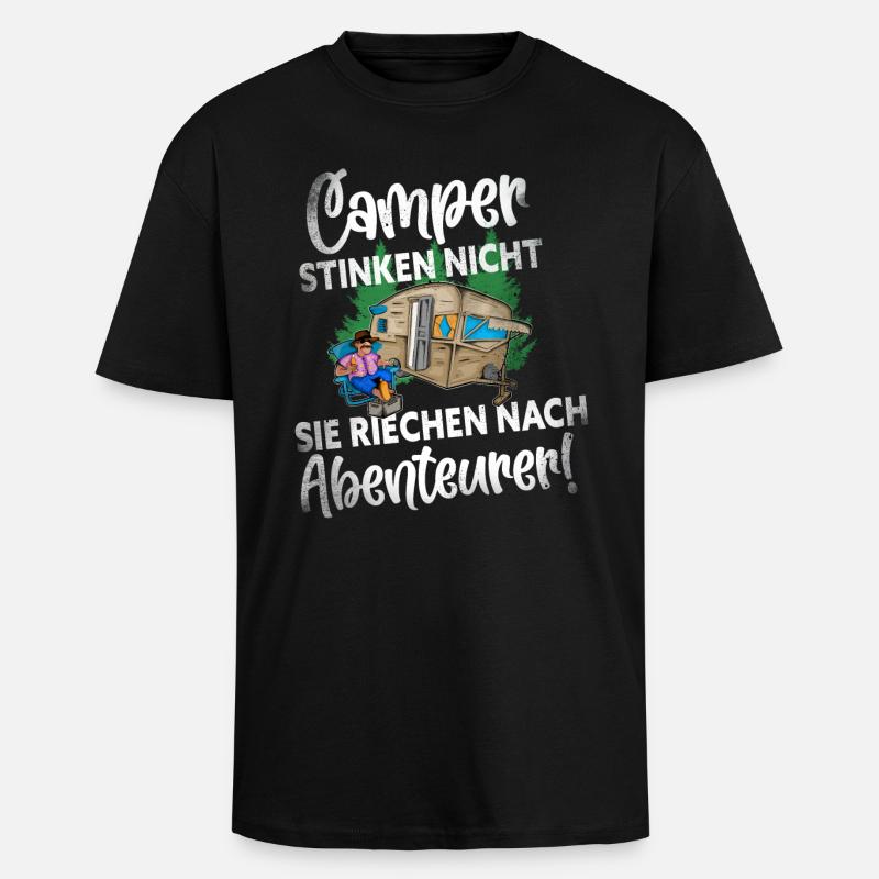 Camper Camping Lustiger Spruch - Oversized Heavyweight Unisex T-Shirt - Schwarz