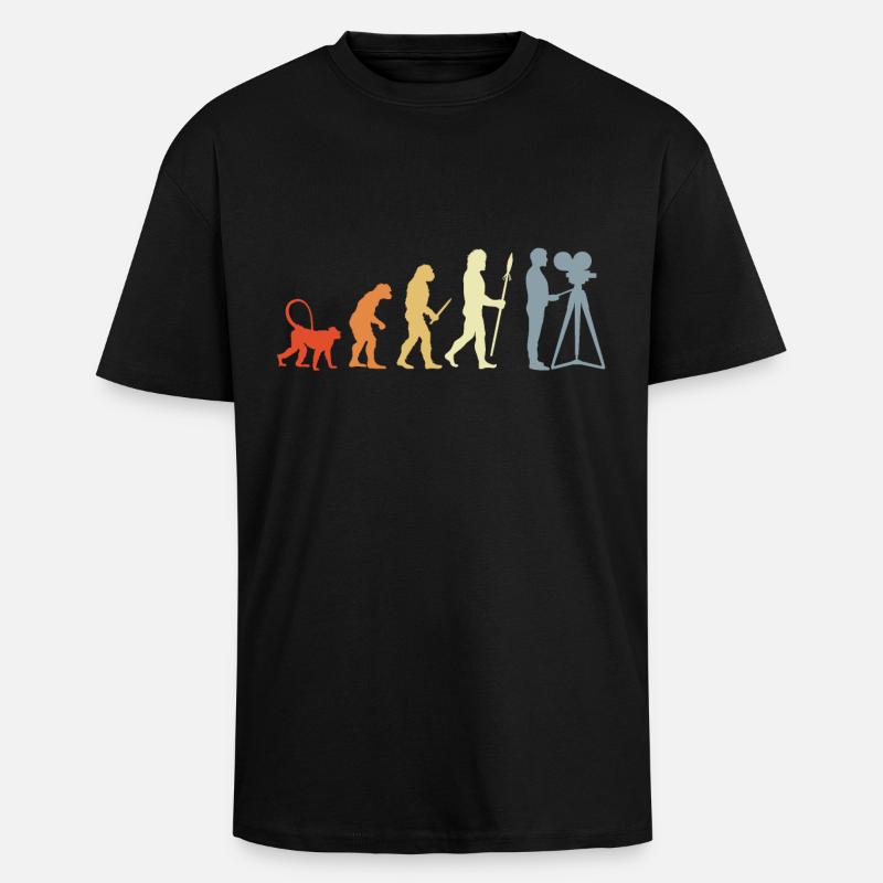Cameraman evolution - Unisex Oversized Heavyweight T-shirt - black