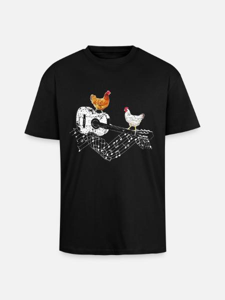 Chicken Holder Guitar Musician Gift - Unisex Oversized Heavyweight T-shirt - black