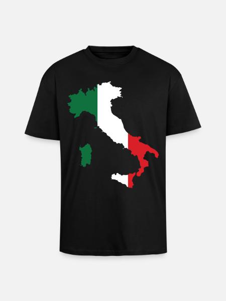 Italy Flag Map - Unisex Oversized Heavyweight T-shirt - black