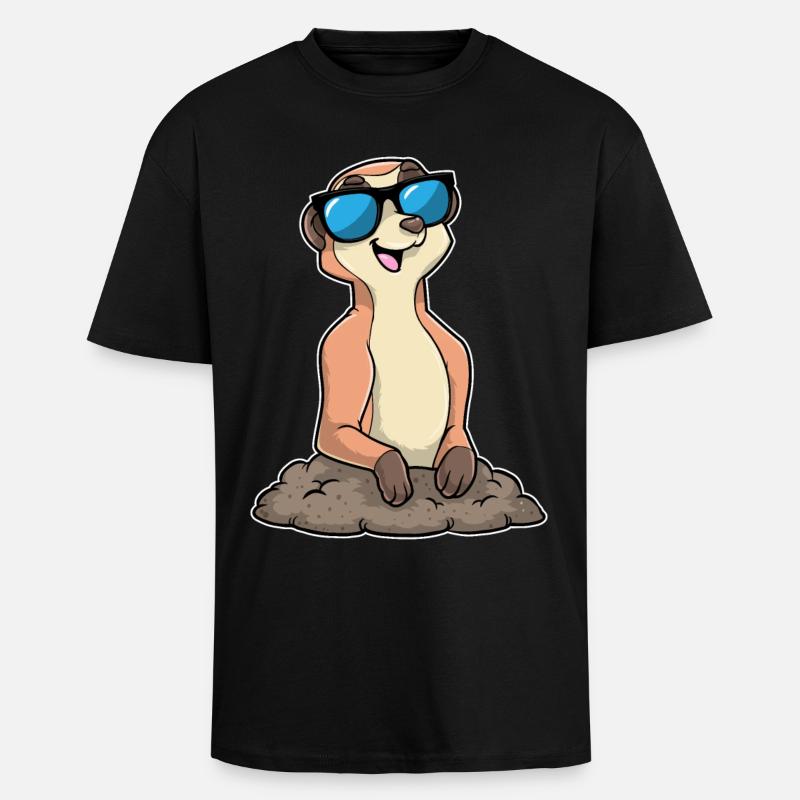 Suricate avec des lunettes - T-shirt unisexe oversize épais - noir