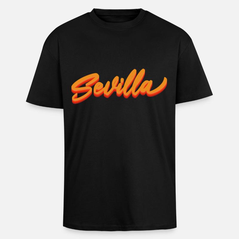 Sevilla Gradient Script Logo - Unisex Oversized Heavyweight T-shirt - black