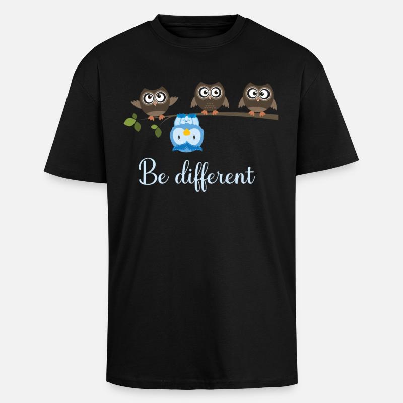 Be Different Eule - Oversized Heavyweight Unisex T-Shirt - Schwarz
