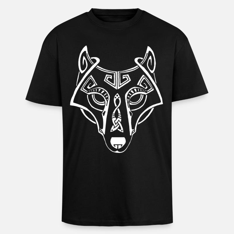 loup blanc celte - T-shirt unisexe oversize épais - noir