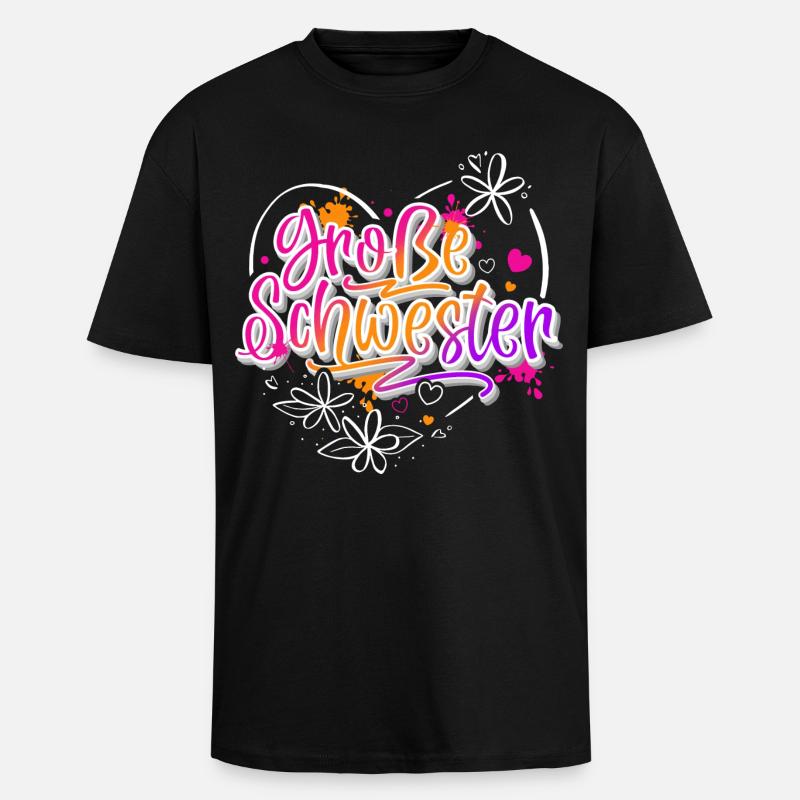 Große Schwester - Oversized Heavyweight Unisex T-Shirt - Schwarz