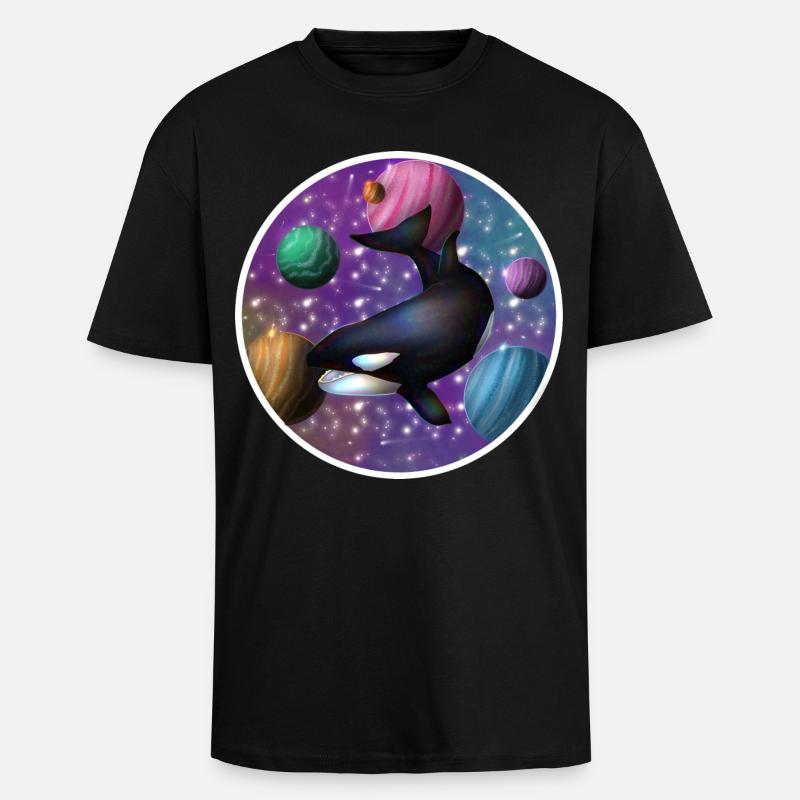 Orca im Raum - Oversized Heavyweight Unisex T-Shirt - Schwarz