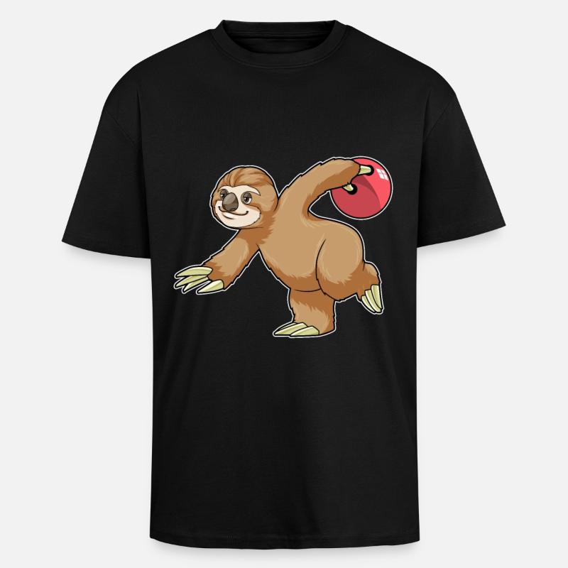 Faultier Bowling Bowlingkugel - Oversized Heavyweight Unisex T-Shirt - Schwarz