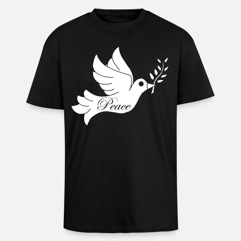 Weißer Vogel des Friedens - Oversized Heavyweight Unisex T-Shirt - Schwarz