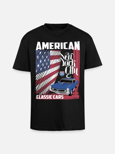 Amerikanske klassiske biler - Unisex oversized heavyweight t-shirt - sort