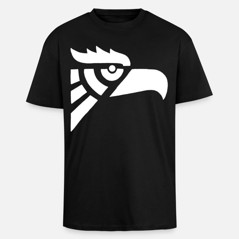 Aztec white eagle head - Unisex Oversized Heavyweight T-shirt - black