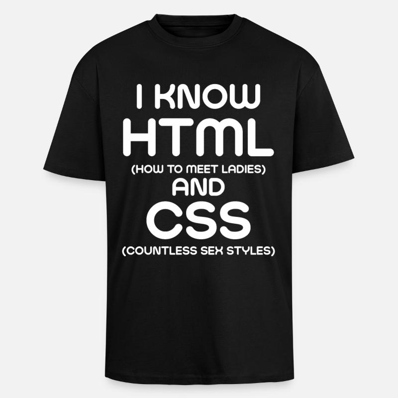 I Know HTML and CSS - Unisex Oversized Heavyweight T-shirt - black