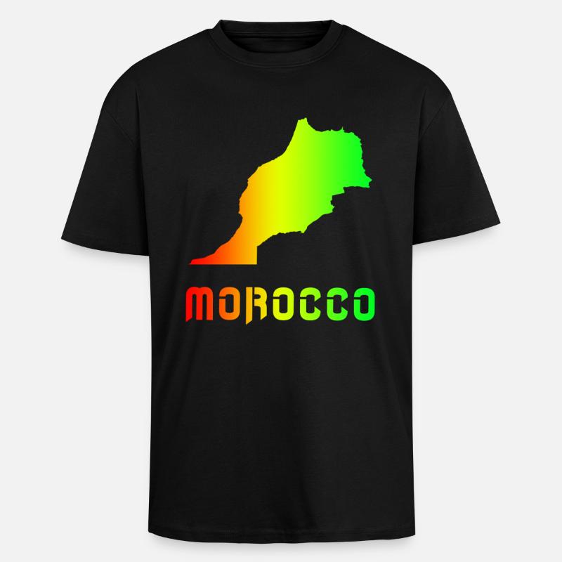 Morocco Rainbow Maps Design / Gift - Unisex Oversized Heavyweight T-shirt - black