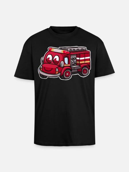 Camions de pompiers - T-shirt unisexe oversize épais - noir