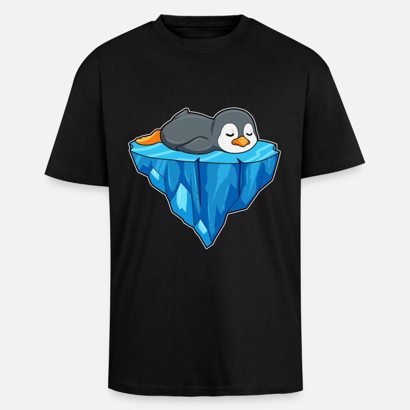 Pinguin auf Eisscholle - Oversized Heavyweight Unisex T-Shirt - Schwarz