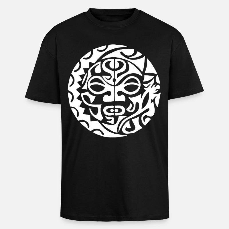 Polynesische Todeskopf weiß - Oversized Heavyweight Unisex T-Shirt - Schwarz