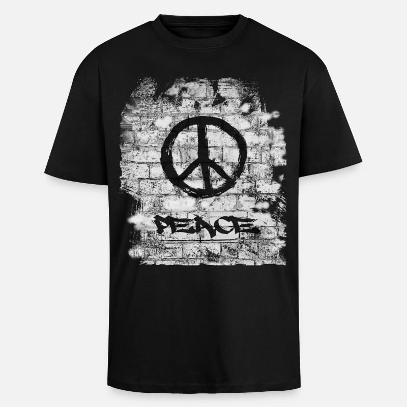 Peace - Oversized Heavyweight Unisex T-Shirt - Schwarz