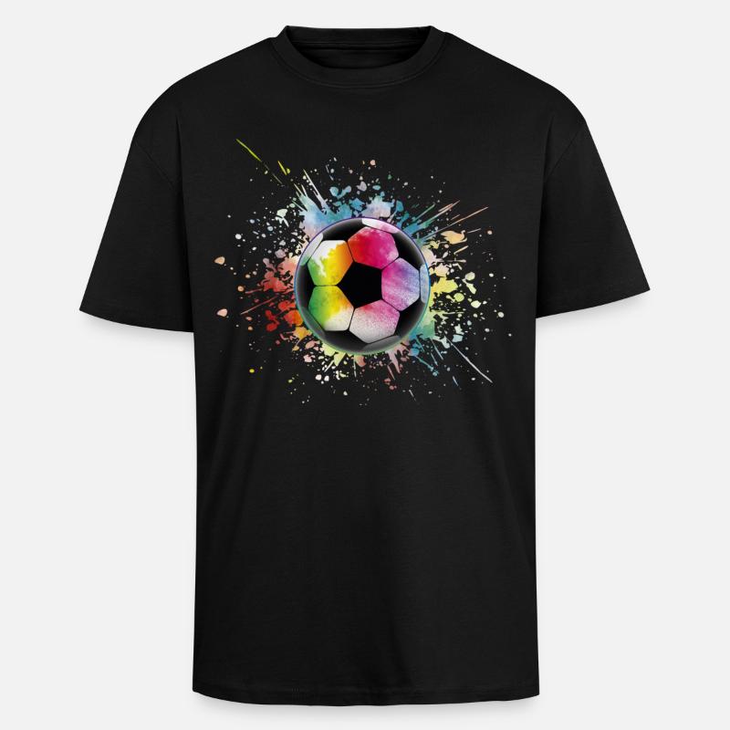 Fußball Regenbogen Bunter Ball - Oversized Heavyweight Unisex T-Shirt - Schwarz