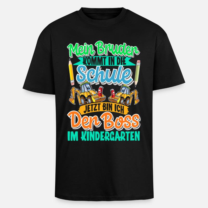 Bruder Bagger Einschulung Kindergarten - Oversized Heavyweight Unisex T-Shirt - Schwarz
