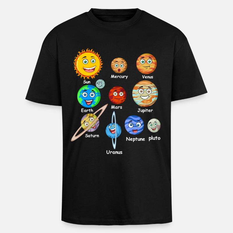 Planètes du système solaire - T-shirt unisexe oversize épais - noir