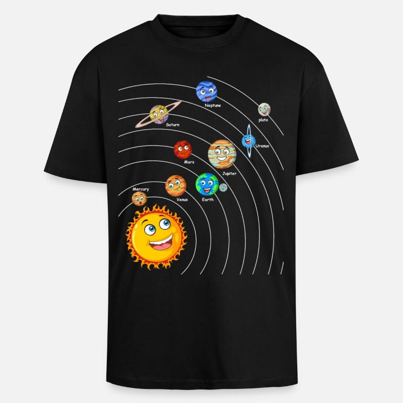Sonnensystem - Oversized Heavyweight Unisex T-Shirt - Schwarz