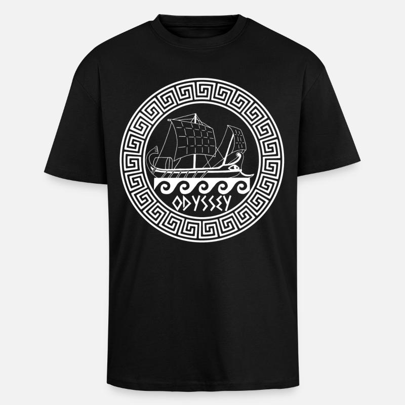 Symbole d'un bateau grec blanc - T-shirt unisexe oversize épais - noir