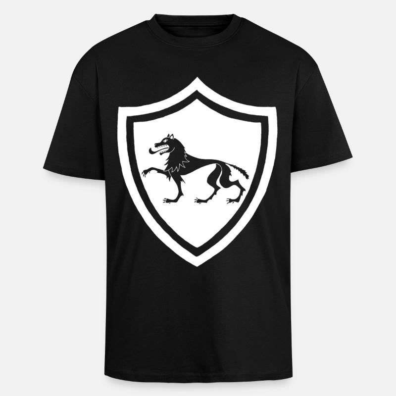 Symbole du loup blanc médiéval - T-shirt unisexe oversize épais - noir