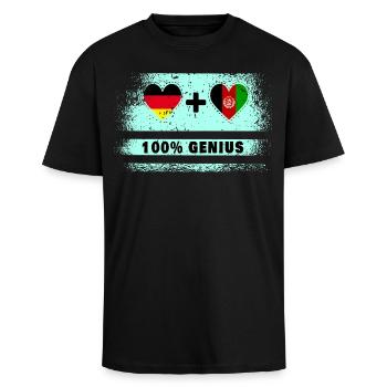 Deutschland und Afghanistan Genial / Geschenk - Oversized Heavyweight Unisex T-Shirt - Schwarz - Vorne - Alina (178cm) & Michal (187cm)