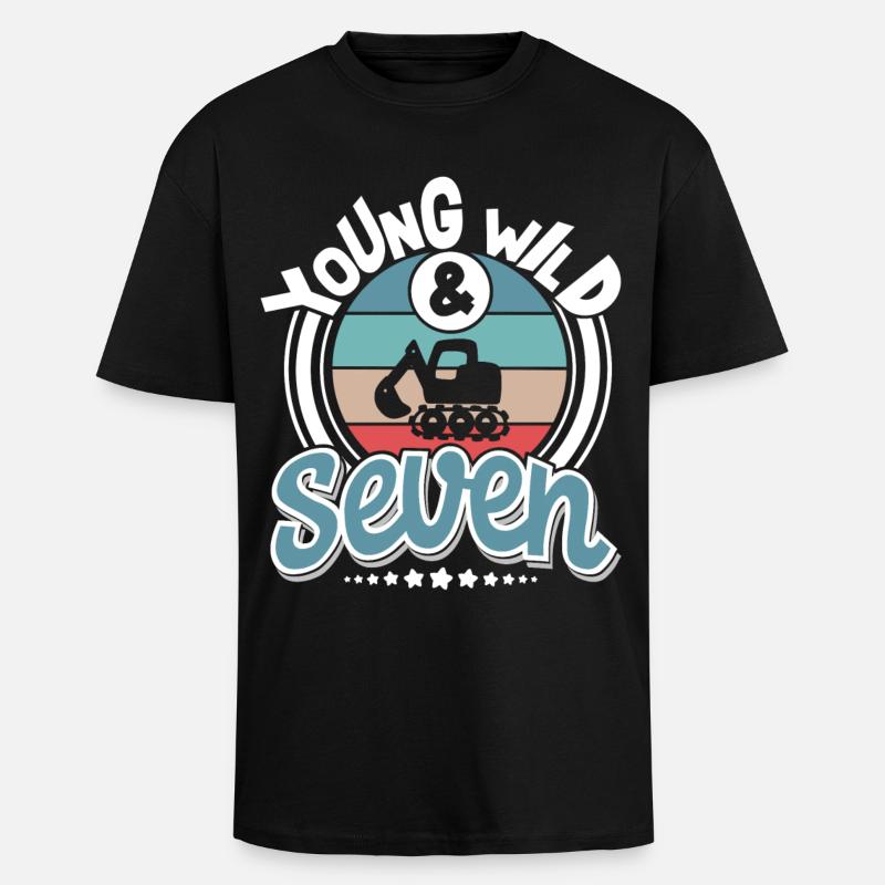Pelles 7 ans d’anniversaire d’enfant - T-shirt unisexe oversize épais - noir