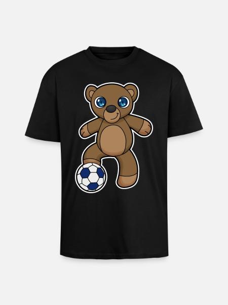 Bear Soccer Player Soccer - Unisex Oversized Heavyweight T-shirt - black