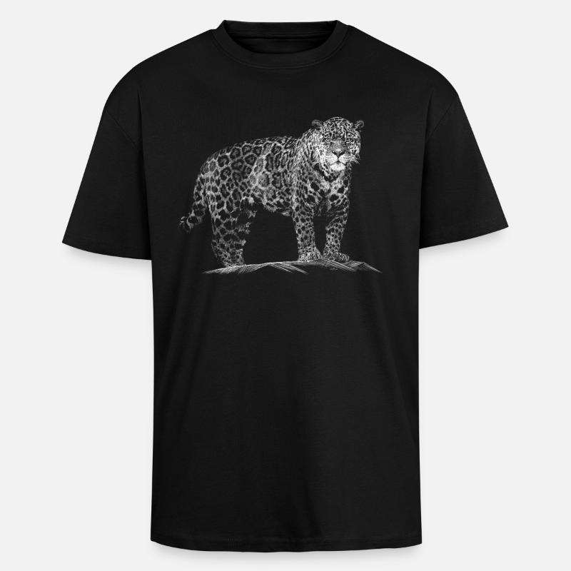 Leopard - Unisex Oversized Heavyweight T-shirt - black